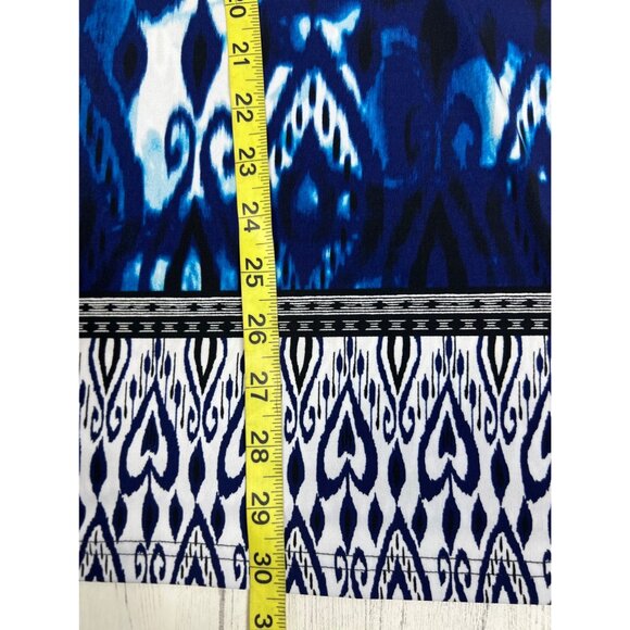 Jones New York Womens 2X Blue & White Printed Tunic Top With Tassel Tie Neckline - Picture 6 of 16